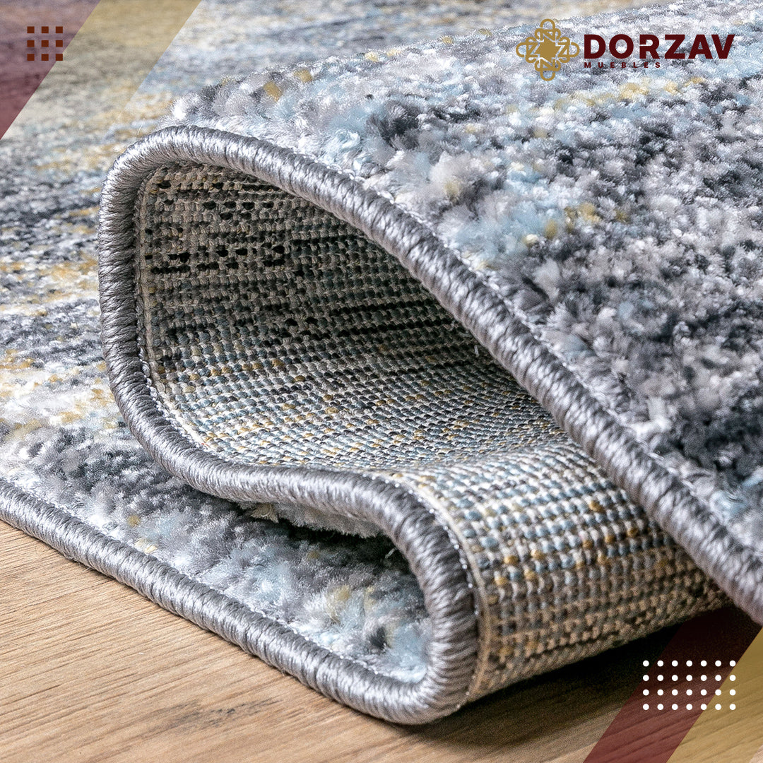 Tapete Decorativo Yenice T7008 Gris / Azul – Abstracto · Interior